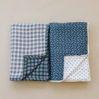 Navy Berry + Cream Berry Lace Twin Muslin Quilt Blanket