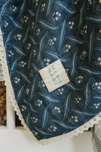 Navy Berry + Cream Berry Lace Muslin Quilt Blanket