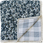 Liberty Floral + Coastal Plaid Lace Muslin Quilt Blanket