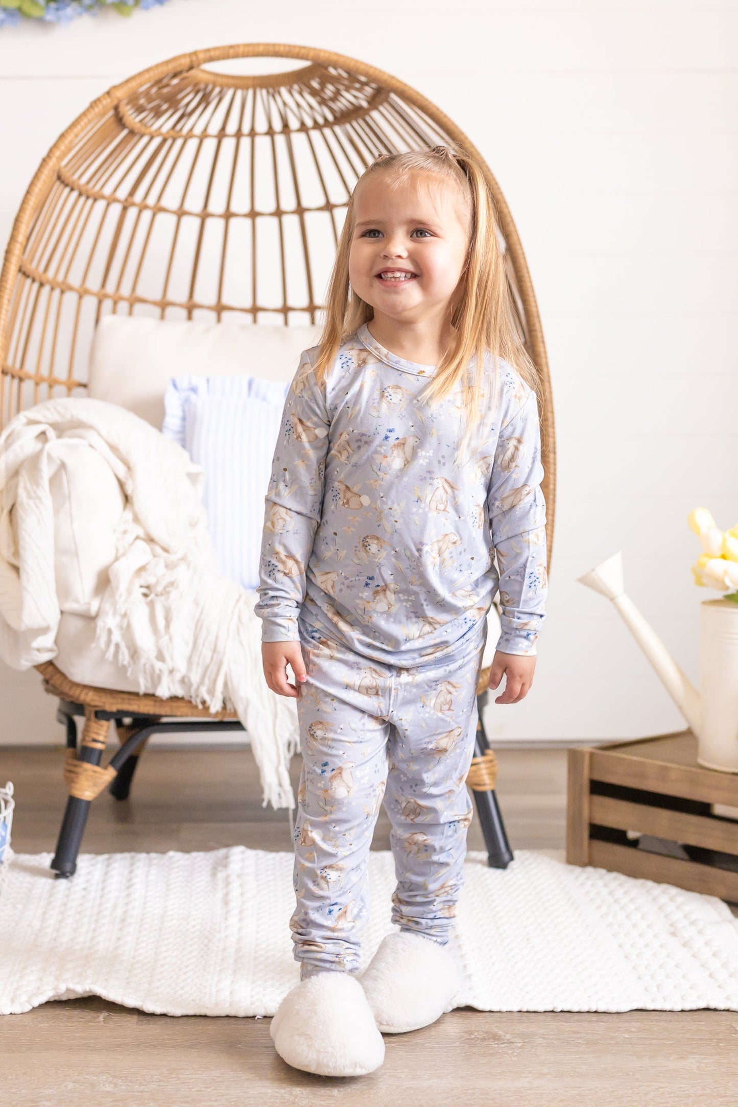 Bunny Blossoms 2pc Floral Bamboo Pajamas