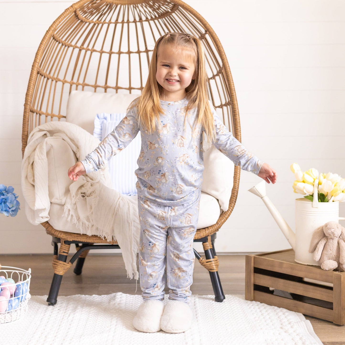 Bunny Blossoms 2pc Floral Bamboo Pajamas