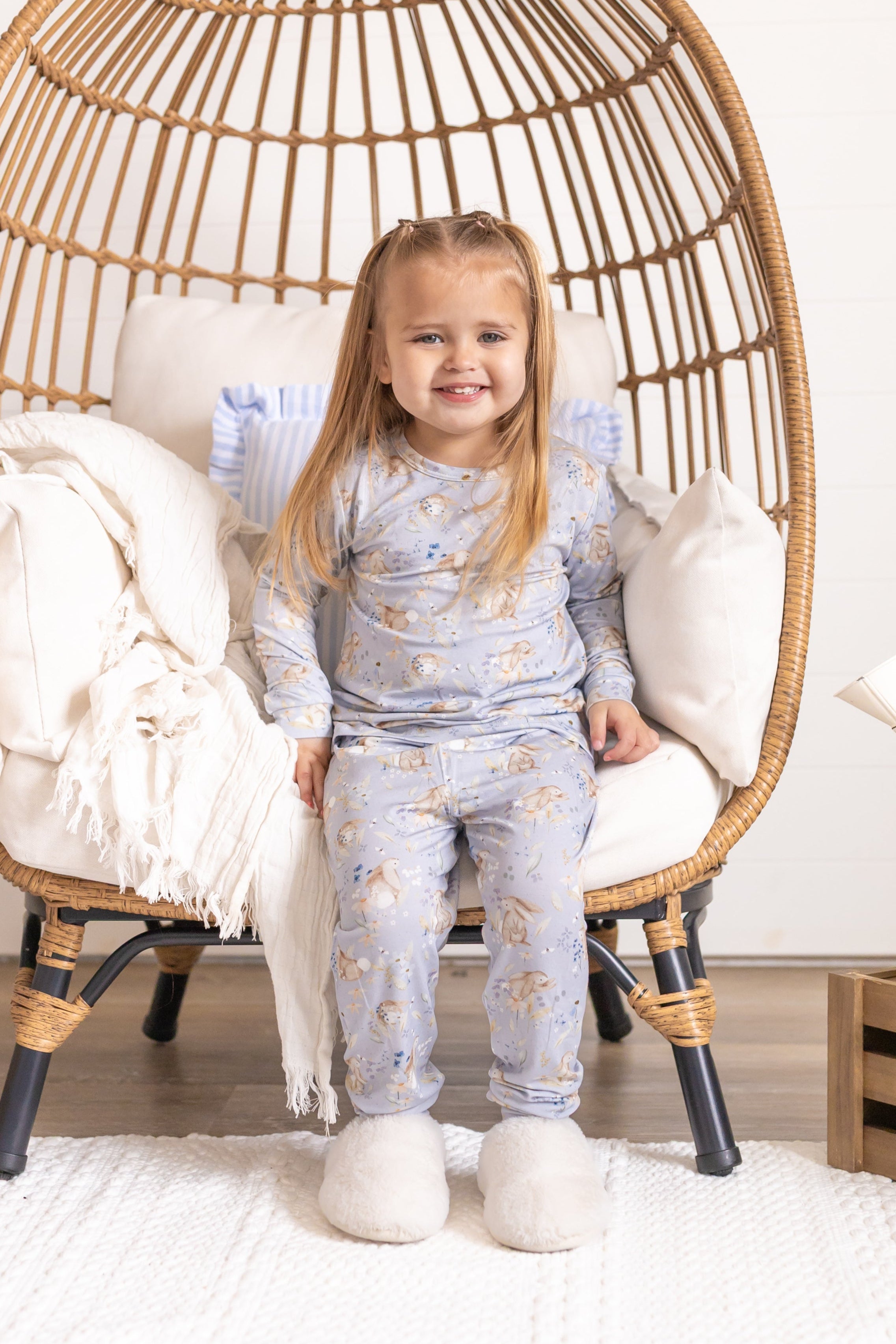 Bunny Blossoms 2pc Floral Bamboo Pajamas