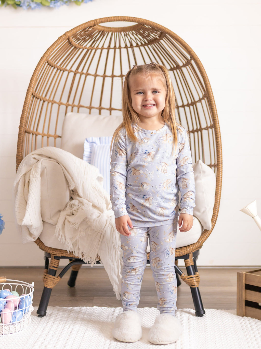 Bunny Blossoms 2pc Floral Bamboo Pajamas