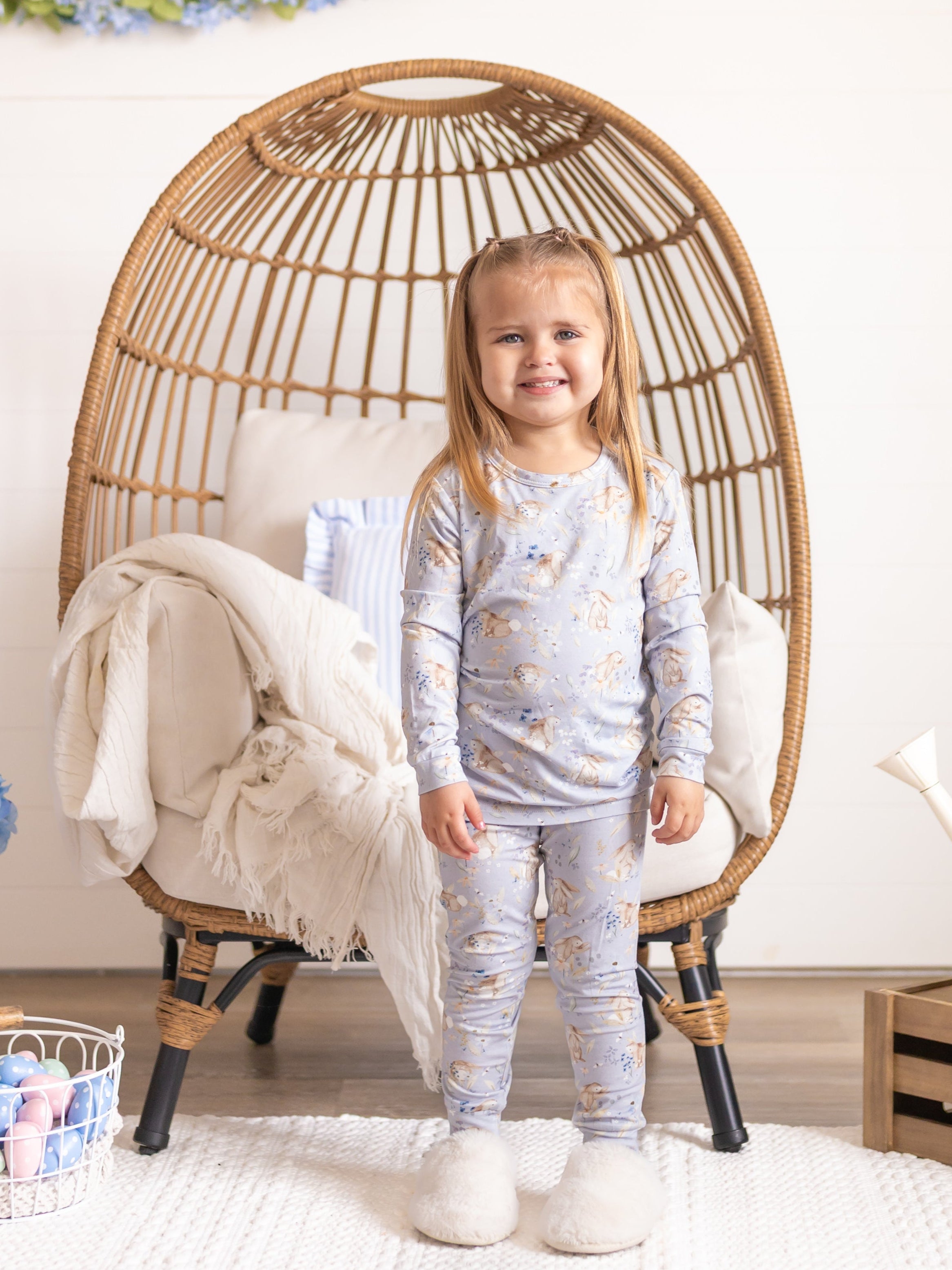 Bunny Blossoms 2pc Floral Bamboo Pajamas