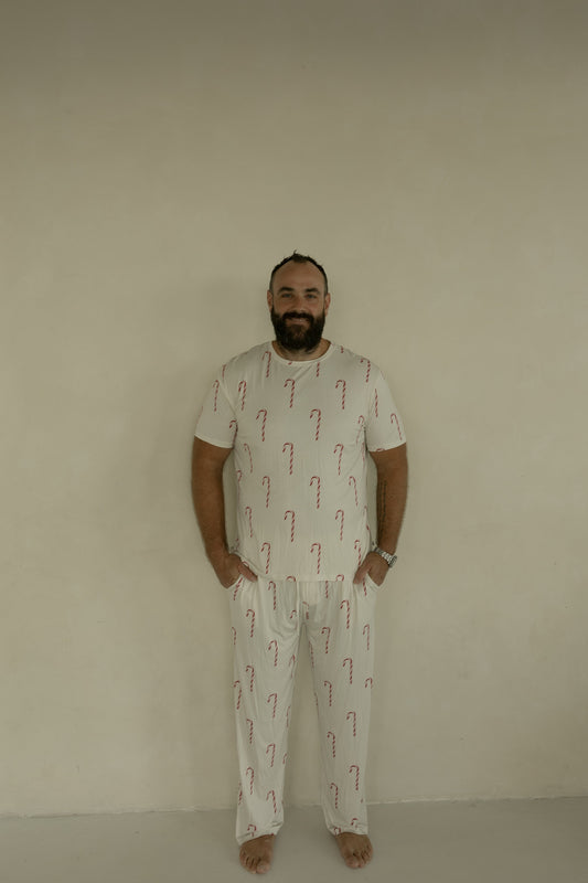 Men's Short Sleeve Bamboo Pajamas | Candy Cane