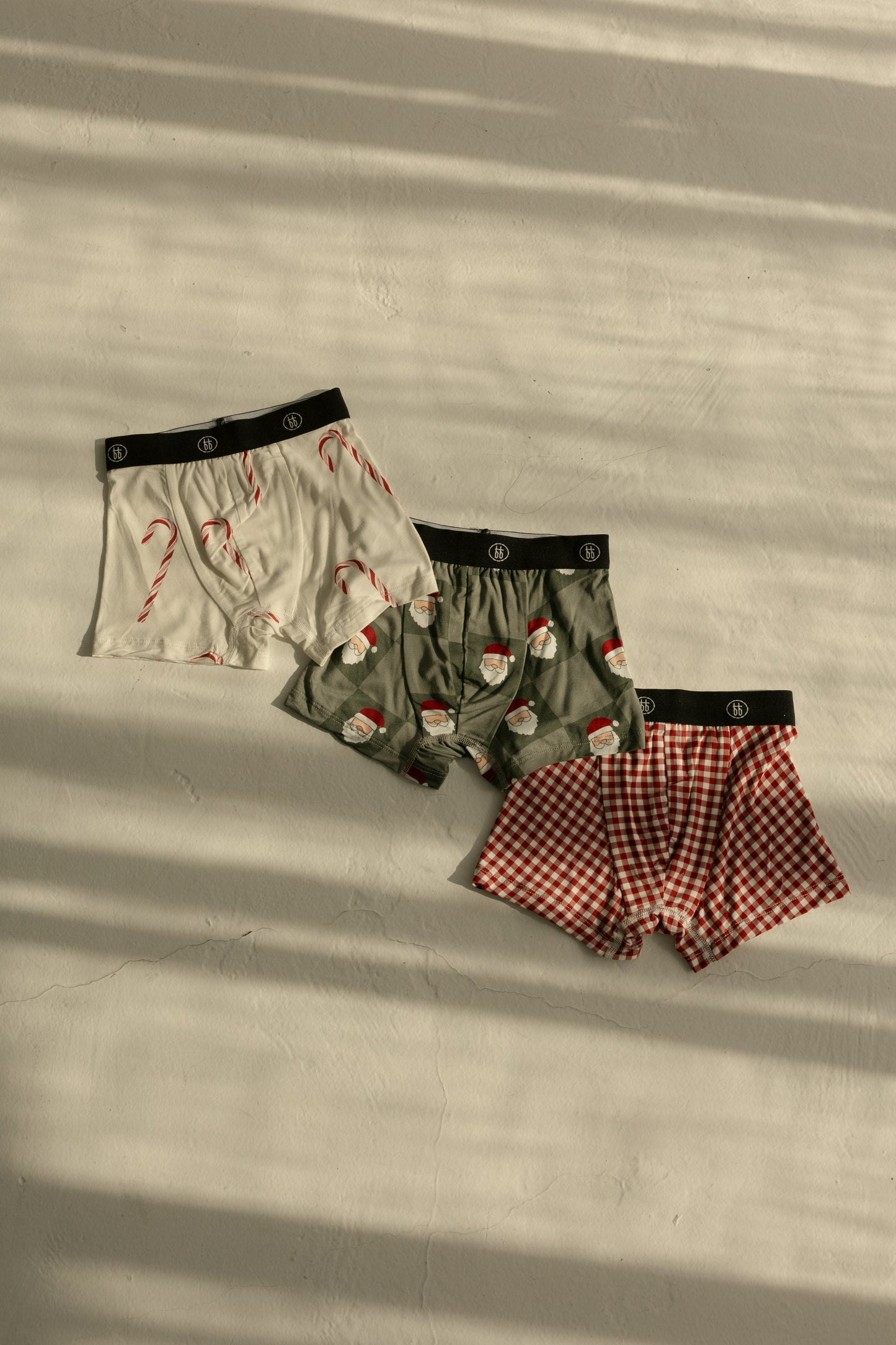 Bamboo Boxers (3 Pack) | Red Gingham, Candy Cane & Santa Checkerboard