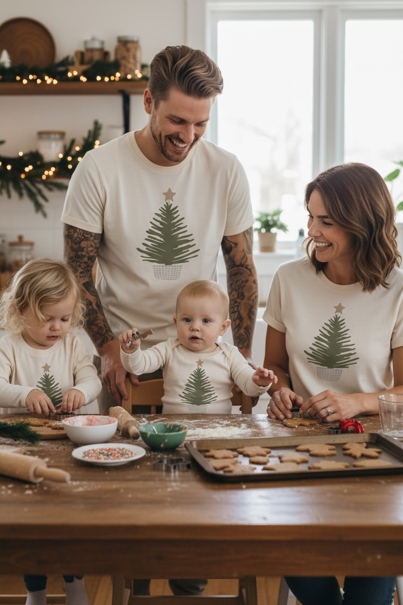 Holiday Tree Organic Baby Bodysuit Long Sleeve