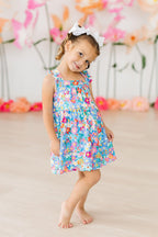 Preppy Floral Ruffle Cross Back Dress