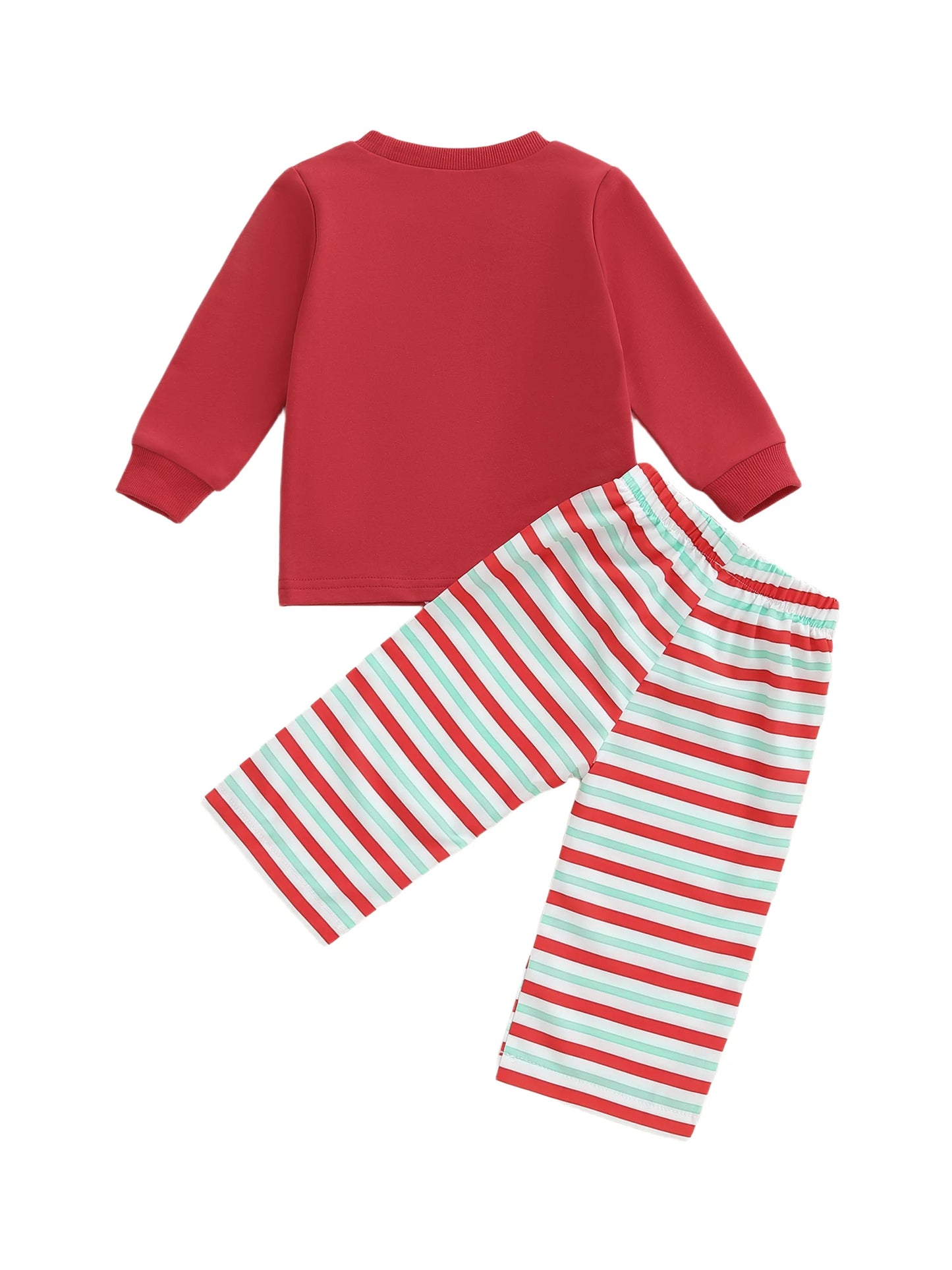 Baby Toddler Boy Girl 2Pcs Christmas Outfits Long Sleeve Gingerbread Man Embroidery Tops + Pants Set Clothes