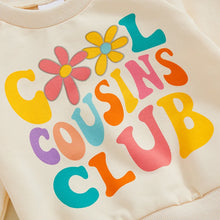 Load image into Gallery viewer, Baby Toddler Girls 2Pcs Outfit Cool Cousins Club Long Sleeve Crew Neck Letters Flower Print Top with Pants Fall Set
