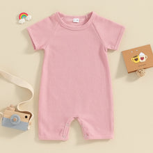 Load image into Gallery viewer, Baby Girls Boys Waffle Romper Solid Color Short Sleeve Jumpsuits Casual Clothes Bodysuits
