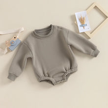 Load image into Gallery viewer, Baby Boy Girl Fleece Romper Solid Color Long Sleeve Bubble Jumpsuit
