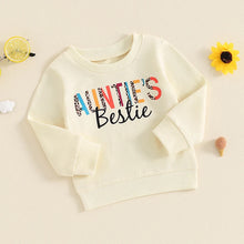 Load image into Gallery viewer, Baby Toddler Girl Auntie&#39;s Bestie Casual Letter Print Crew Neck Long Sleeve Pullover Top
