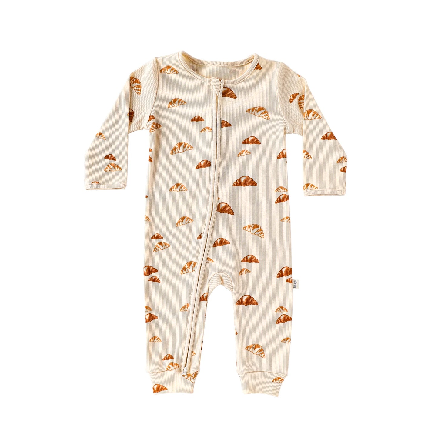 Baby Boy Girl Autumn Winter Clothes Zipper Cotton Romper Croissant Print Long Sleeve Jumpsuit Cute Outfit