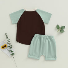 Load image into Gallery viewer, Baby Toddler Boys 2Pcs Short Sleeve Contrast Color Tops Drawstring Shorts Outfit
