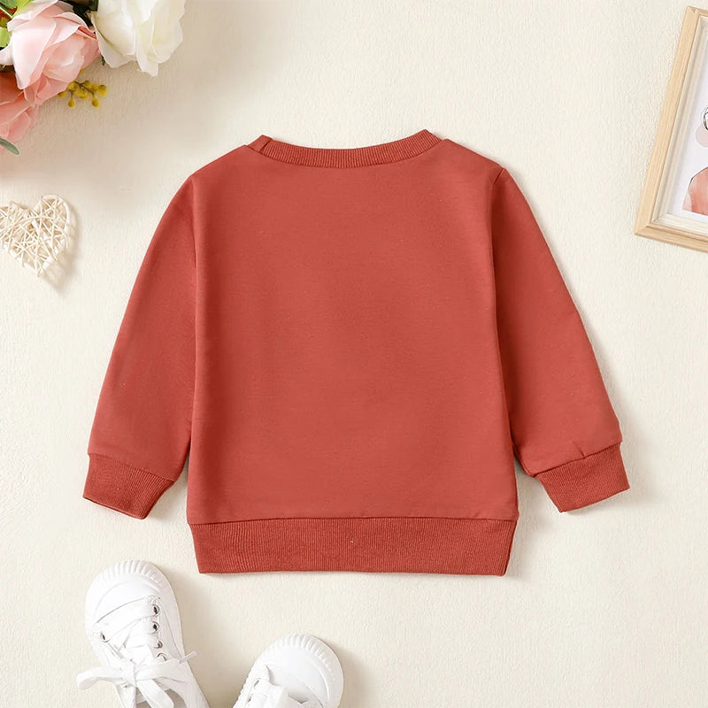 Baby Toddler Girl Daddy's Little Girl Letter Heart Fuzzy Embroidery Long Sleeve O-Neck Pullover Top