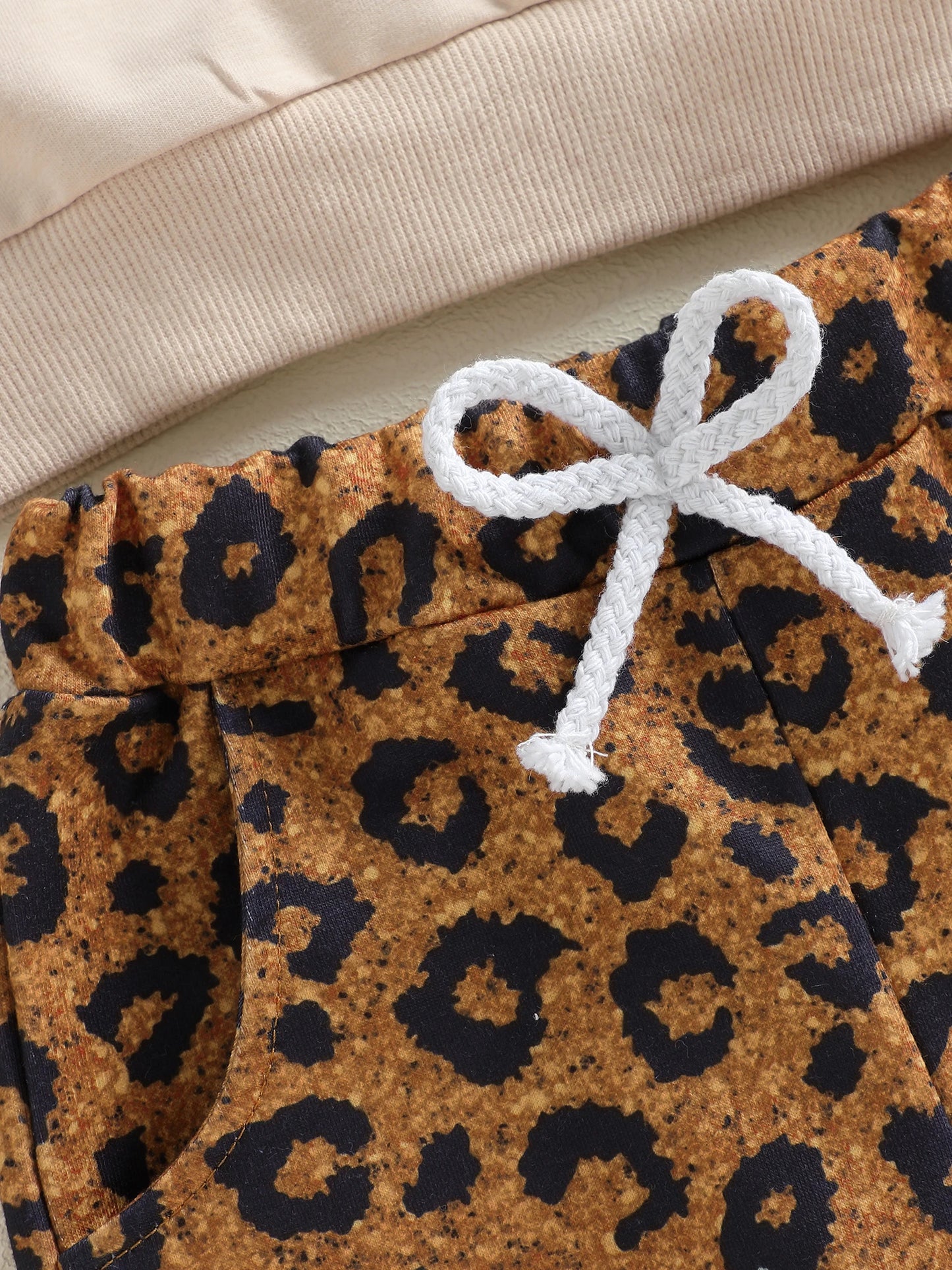 Baby Toddler Girls 2Pcs Auntie's Bestie Spring Outfit Letter Embroidery Long Sleeve Round Neck Pullover Top + Leopard Pants Jogger Set