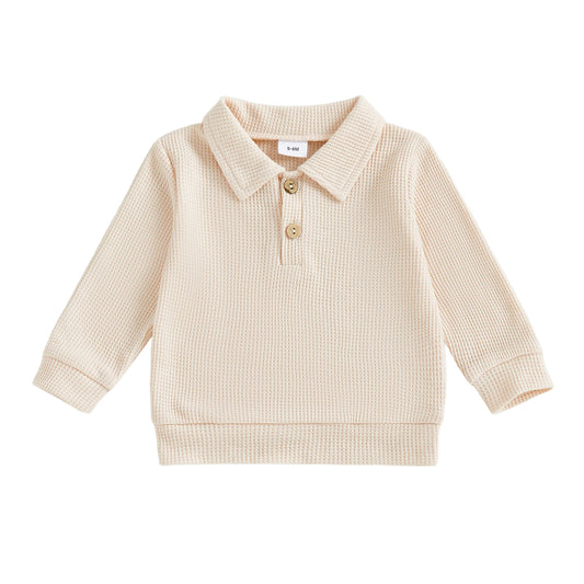 Baby Toddler Boys Autumn Casual Tops Long Sleeve Turn Down Collar Button Up Solid Color Shirt