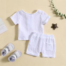Load image into Gallery viewer, Toddler Baby Kids Boy Girl 2Pcs Clothing Short Sleeve Solid Crew Neck Top Shorts Casual Clothes
