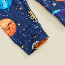 Load image into Gallery viewer, Baby Boys Girls 3Pcs Outfit I Love You To The Moon Long Sleeve Letter Print Romper Planets Print Pants Hat Set
