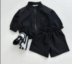 Lightweight Zipper Shorts Jogger Set