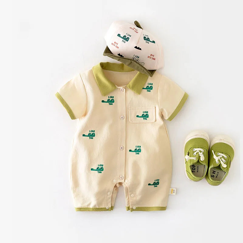 Snap Style Crocodile Jumpsuit Romper
