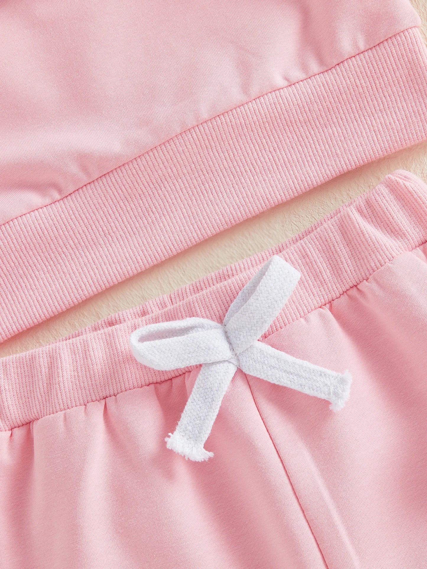 Baby Toddler Girls 2Pcs Valentine's Day Clothes Long Sleeve Crew Neck 3D Crochet Flower Love Decor Top and Pants Jogger Set