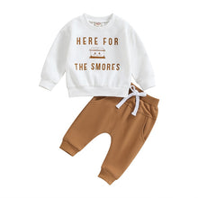 Load image into Gallery viewer, Toddler Baby Boy Girl 2Pcs Fall Outfits Long Sleeve Here for the Smores Print Tops Pants
