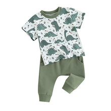 Load image into Gallery viewer, Toddler Baby Boys 2Pcs Outfit Short Sleeve Crew Neck Dinosaur Print Top with Long Pants Set
