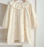 Long Sleeve Flower Embroidered Dress