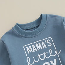Load image into Gallery viewer, Baby Toddler Boy 2Pcs Outfits Lettering Mama&#39;s Little Boy Print Long Sleeve Top and Elastic Pants Set

