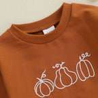 Baby Boys Girls Halloween Thanksgiving Fall Bubble Romper Casual Pumpkin Embroidery Long Sleeve Jumpsuit Toddler Cute Clothes