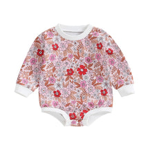 Load image into Gallery viewer, Baby Girls Romper Long Sleeve Crew Neck Flower Print Jumpsuit Clothes
