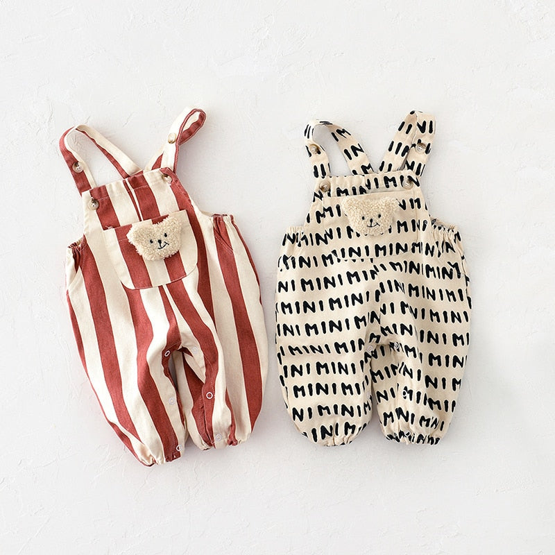 Teddy Bear Stripe Jumpsuit Romper