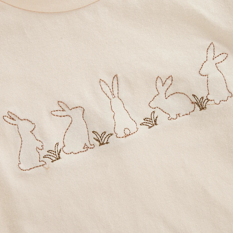 Baby Girls Boys Easter Jumpsuit Some Bunny Loves You / My 1st Easter / Happy Easter / Rabbits Embroidered Short Sleeve Bodysuit Romper