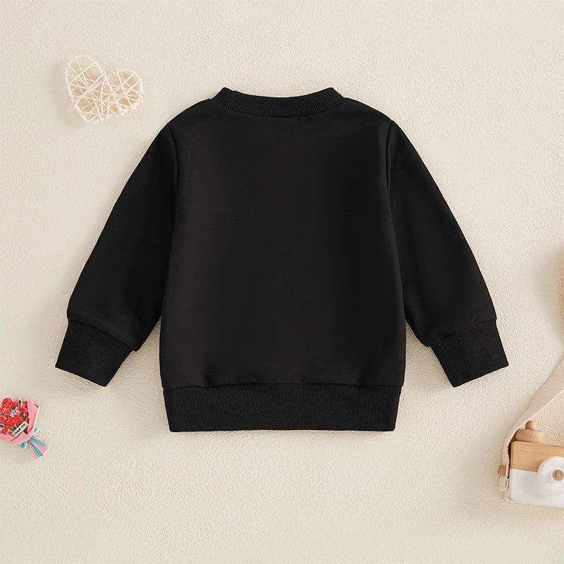 Baby Toddler Boys Mama's Valentine Valentine's Day Letter Heart Print Long Sleeve Round Neck Pullover Valentines Top