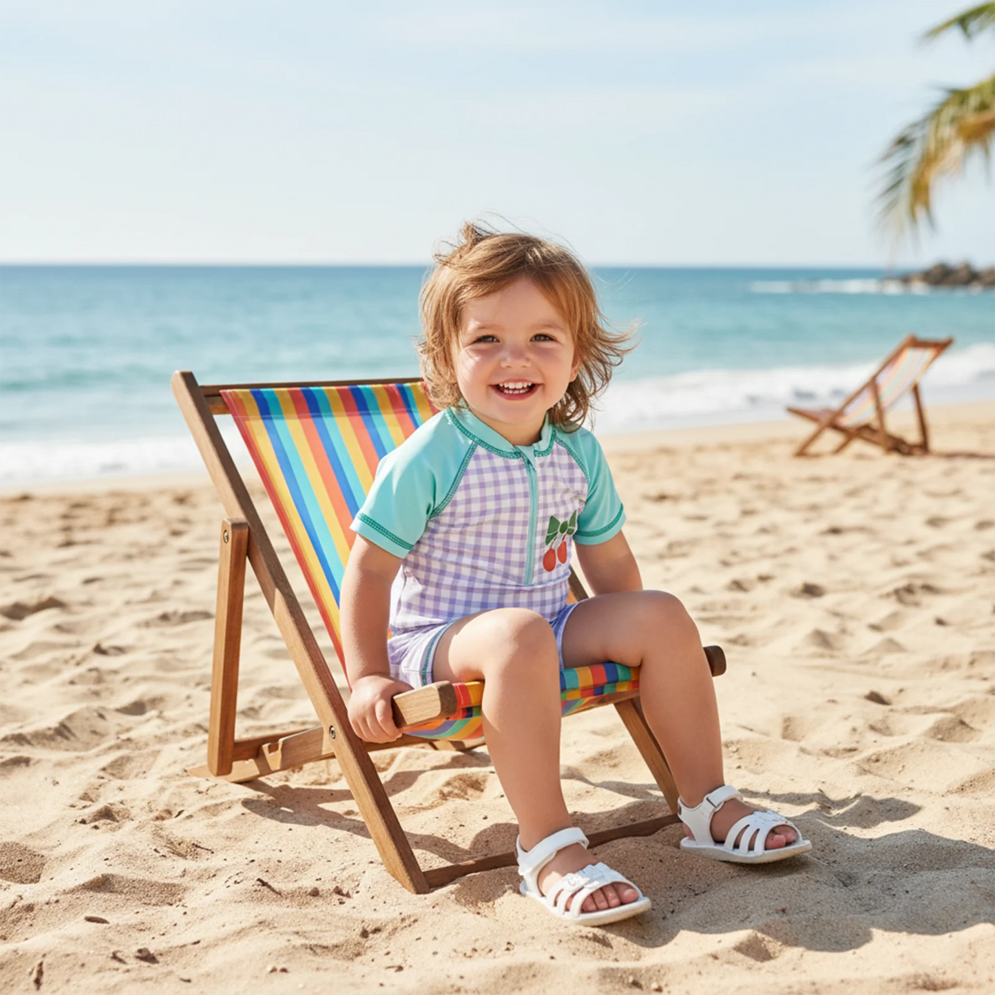 Baby Toddler Girls Rash Guard Swimsuit Plaid Contrast Color Cherry Zip Up Short Sleeve Baby Girls Swimwear Bathing Suit