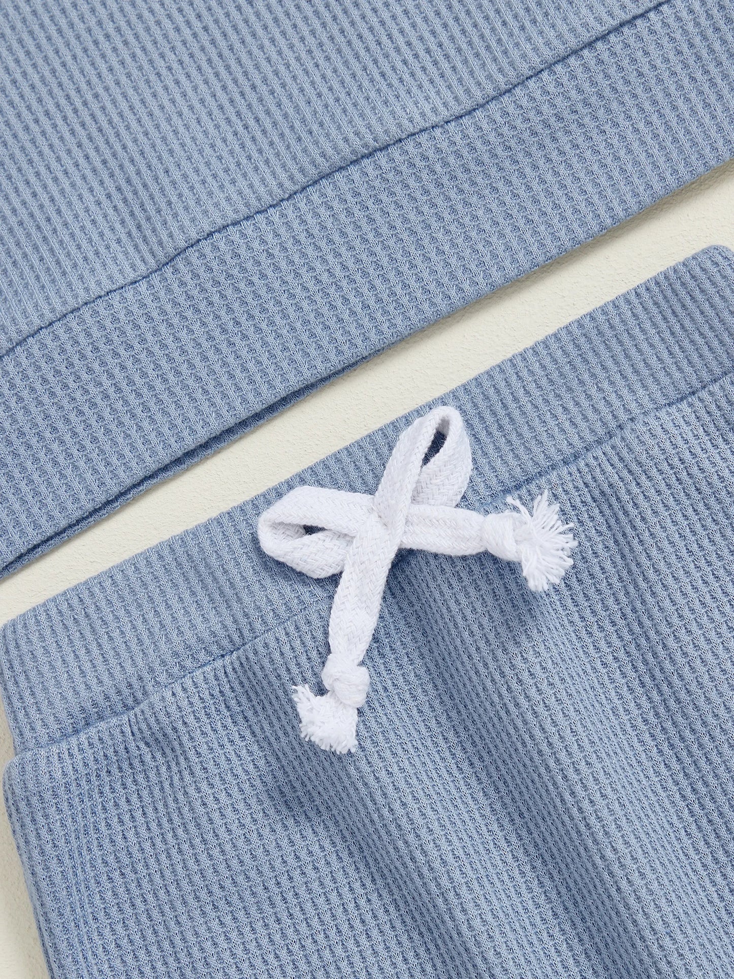 Baby Toddler Boys Winter Fall Outfit Solid Button Long Sleeve Top and Elastic Waist Pants 2Piece Waffle Set