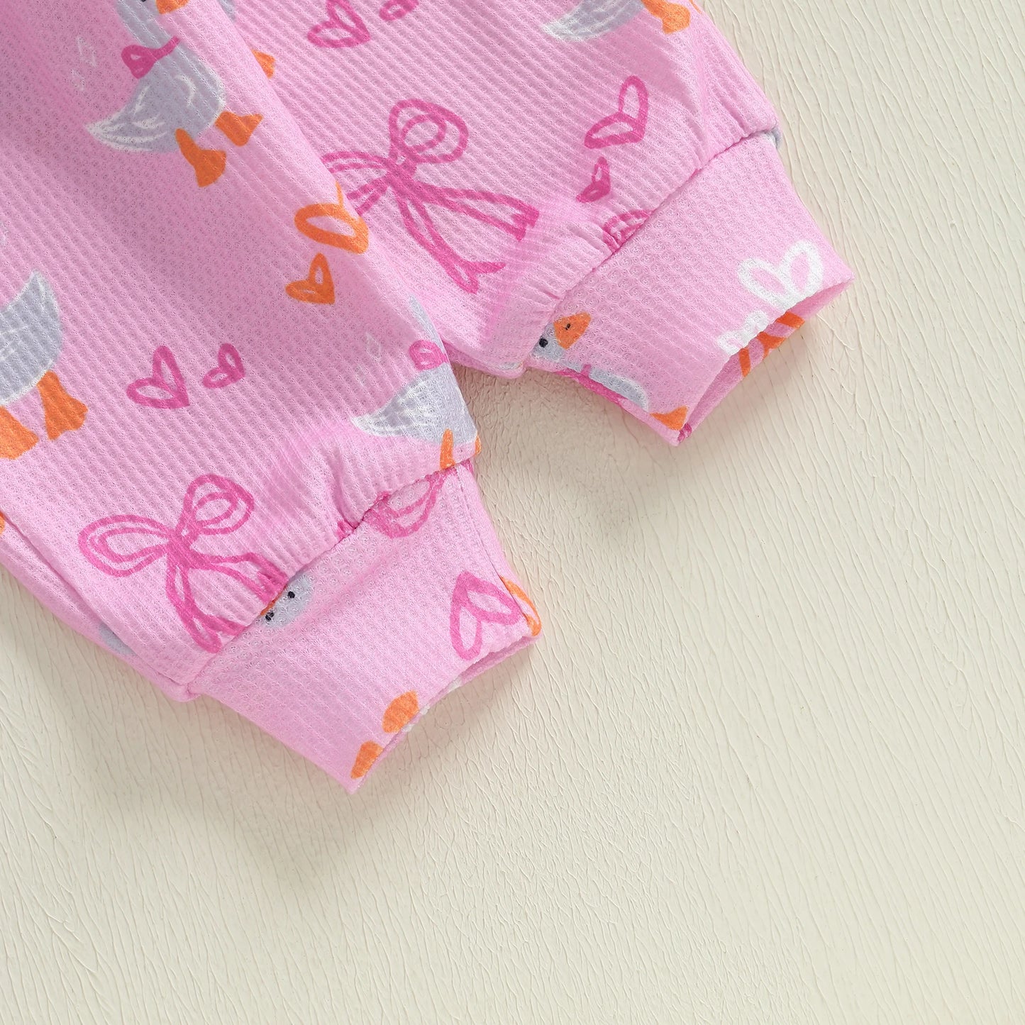 Baby Toddler Girls 2Pcs Fall Outfit Goose Bow Print Long Sleeve Round Neck Pullover Elastic Waist Pants Jogger Set