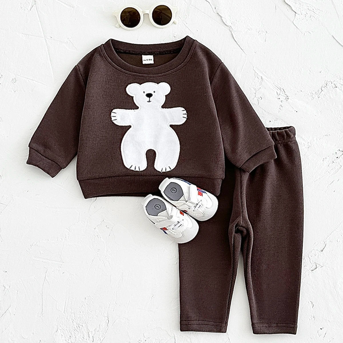 Baby Toddler Boys Girls 2Pcs Cotton Jogger Set Animal Goose Bear Pullover Crewneck Top + Pants Outfit