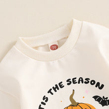 Load image into Gallery viewer, Baby Girl Boy Tis The Season To Be Creepy Halloween Romper Pumpkin Bat Print Long Sleeve Bubble Jumpsuit for Fall
