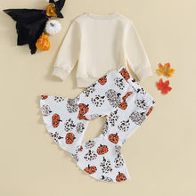 Load image into Gallery viewer, Baby Toddler Kids Girls 2Pcs Hey There Pumpkin Print Long Sleeve Top Flare Pants Halloween Outfit
