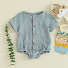 Load image into Gallery viewer, Baby Boys Girls Romper Casual Solid Color Button Front Short Sleeve Jumpsuit Cute Clothes
