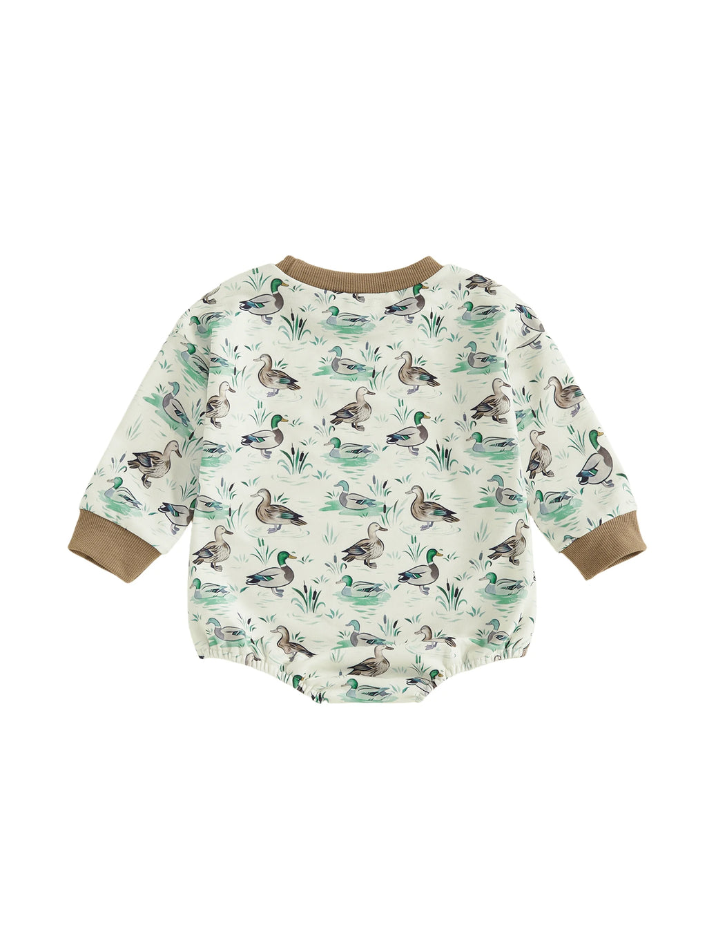 Baby Girls Boys Fall Romper Duck Print Long Sleeve Round Neck Bubble Jumpsuit