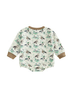 Baby Girls Boys Fall Romper Duck Print Long Sleeve Round Neck Bubble Jumpsuit