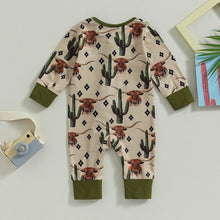 Load image into Gallery viewer, Baby Boys Girls Jumpsuit Long Sleeve Cow/Horse Print Zipped Autumn Romper Clothes
