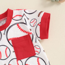 Load image into Gallery viewer, Baby Toddler Boys 2Pcs Baseball Print Short Sleeve Top with Elastic Waist Shorts Summer Outfit Set
