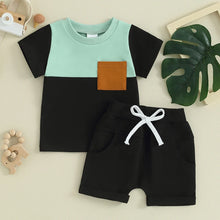 Load image into Gallery viewer, Toddler Baby Boy 2Pcs Summer Clothes Color Block Short Sleeve T-Shirt Shorts Set
