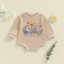 Load image into Gallery viewer, Baby Girls Little Sister Romper Long Sleeve Crew Neck Flower Letters Print Bodysuit
