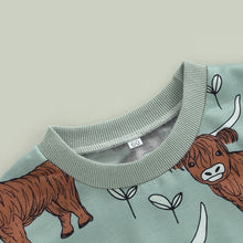 Load image into Gallery viewer, Baby Boys Western Romper Short Sleeve Highland Cow Print Jumpsuit Clothes Bodysuit
